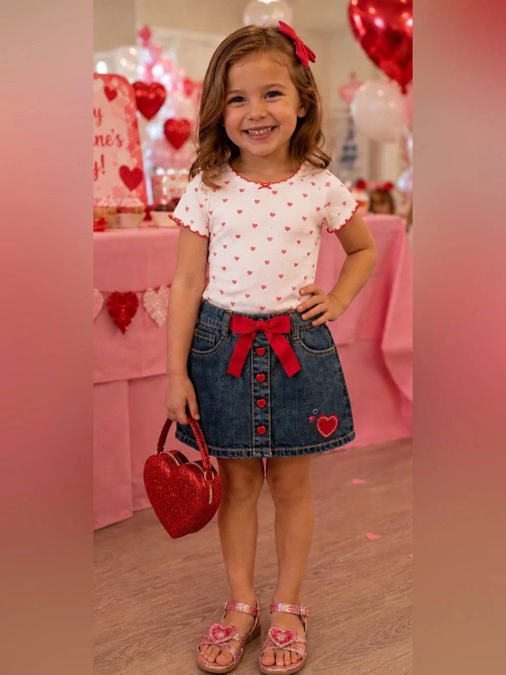 Gymboree Girls Heart Belted Jean Skort
